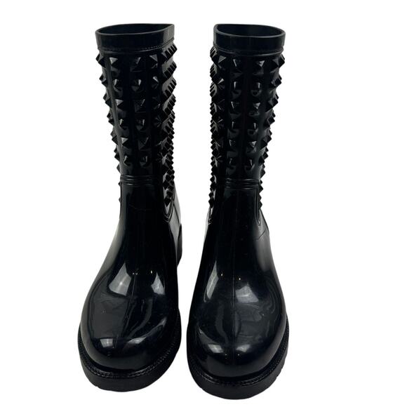 DAV Black Rubber Stud Detail Rain Winter Waterproof Boots Women's Size 9 - Picture 2 of 9